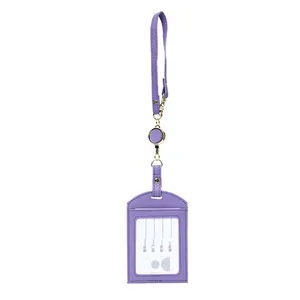 PVC Pu Leather Business School Office ID Bandage Visiting Lanyard Card Holder For OEM ODM Custom