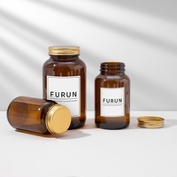 Bouteille en verre ambré vide en gros, à large ouverture, 100ml, 120ml, 150ml, 200ml, 250ml, 300ml, flacon à médicaments avec bouchon