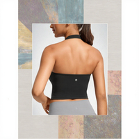 CRZ YOGA Butterluxe Débardeur court respirant à bretelles croisées pour femme, maintien élevé, dos ouvert, rembourré, 100% Nylon, infroissable