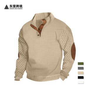 Suéter de manga larga para hombre con diseño de cuadrados en patchwork, top informal para uso de ocio. - Product Image 3