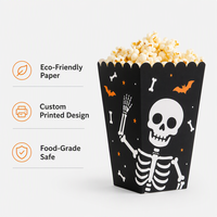 Boîte à Popcorn Personnalisée Halloween, Gobelet en Papier pour Snacks avec Motif Squelette Adorable, Vente en Gros, Emballage pour Soirée Cinéma, Fourniture en Vrac