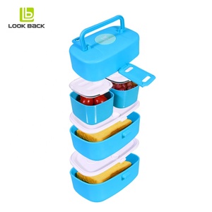 Boîte à bento portable étanche avec 4 compartiments, conteneur à déjeuner empilable en plastique/PP, boîte à déjeuner pour adultes, enfants, enfants - Product Image 5
