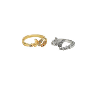 Butterfly <b>Adjustable</b> <b>Ring</b> Silver Gold Pave Setting Women's Fashion Jewelry Gift - Product Image 5