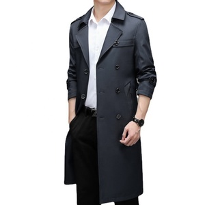 Nouveau <span class=keywords><strong>Manteau</strong></span> Long <span class=keywords><strong>Homme</strong></span> Printemps-Automne 2026 en <span class=keywords><strong>Laine</strong></span>/Soie Tissée, Simple et Décontracté, Anti-Plis, Double Boutonnage, Couleur Unie - Product Image 4
