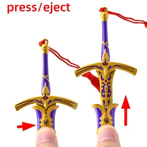 Popular Anime Fates Stay Night Caliburn Saber modelo llavero Metal Katana espada llaveros presione para expulsar espada juguete Cosplay regalo - Product Image 6