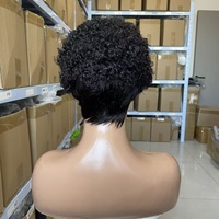 Perruque courte Pixie à ondulations lâches, sans adhésif, fabriquée à la machine, sans dentelle frontale, entièrement en cheveux humains, perruque brésilienne Remy pour femmes, 6 pouces