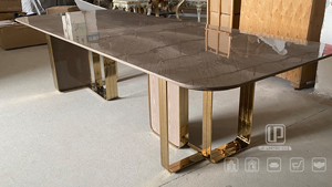Juego de Comedor de Alta Calidad para 6 Personas, Diseño Italiano Moderno, Acero Inoxidable 304 con Mesa de Madera, Modelo UP-5-1 - Product Image 5