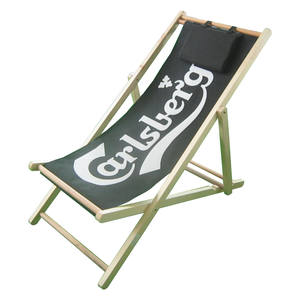 商业活动派对椅廉价可折叠木质户外沙滩钓鱼躺椅花园促销木质帆布躺椅 - Product Image 3