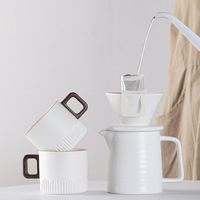 Ensemble de café en céramique pour préparation à la main avec filtre et pot de partage, noir mat et blanc, cafetière 450 ml pour la maison