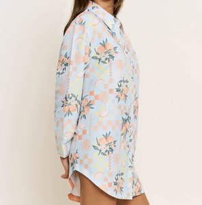 Camicie da Notte Stile Boyfriend con Stampa Sublimatica Personalizzata, Maniche Lunghe, Orlo Curvo, Abbigliamento da Notte per Donne - Product Image 3