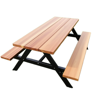 Ensemble <span class=keywords><strong>table</strong></span> à manger et <span class=keywords><strong>banc</strong></span> de patio extérieur en bois composite en plastique WPC de qualité supérieure, meubles de pique-nique de jardin à usage commercial - Product Image 1