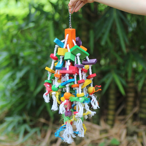 Nouveau jouet en bois au design magnifique et de couleur bois pour perroquets, pinsons, perruches et oiseaux africains, à mâcher - Product Image 3