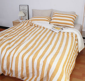 Parure de lit en <span class=keywords><strong>lin</strong></span> français pur 100%, ensemble de literie à rayures teintées en fil - Product Image 4