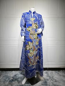 Nouvelle robe longue d'été sans col en maille brodée <span class=keywords><strong>vintage</strong></span> pour femmes - Product Image 5