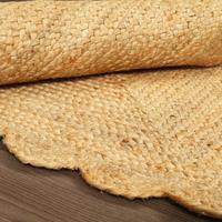 Vente en gros de tapis en jute naturel festonné Boho tressé à la main, personnalisable dans n'importe quelle taille et forme, produit en vrac
