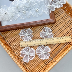 Patch in organza con motivo floreale a pois, ricamo in pizzo alla moda, pantaloni con fori, accessori per borse, tessuto rotondo - Product Image 5