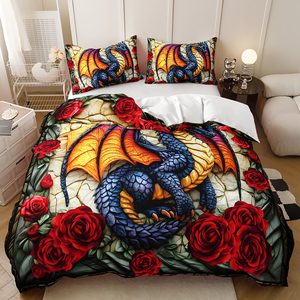 Parure de lit en polyester imprimée en 3D - Motif pterodactyle violet - 3 pièces - Housse de <span class=keywords><strong>couette</strong></span> + <span class=keywords><strong>demi</strong></span>-oreillers pour usage domestique - Product Image 5