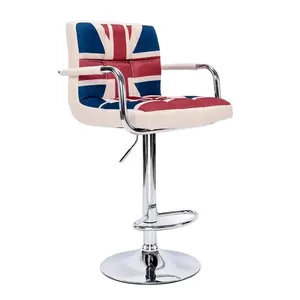 카페 현대 안락 클럽 높은 의자 회전대 덮개를 씌운 여가 의자 pu 가죽 막대기 의자를 위한 산업 자전 바 발판
