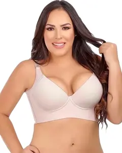 Gran oferta, sujetador Invisible sin costuras 75-115CF, Sujetador deportivo con escote en V profundo, sujetador de realce con aros, ropa interior Sexy de talla grande para mujer