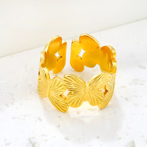 Fashion <b>Rings</b> Gold Tone Butterfly Flower Open Design For Women Gift Jewelry - Product Image 2