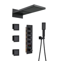Robinet thermostatique mural dissimulé en acier inoxydable noir mat de style américain de 22 pouces avec affichage numérique pour l'exportation