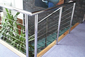 <span class=keywords><strong>Rampe</strong></span> d'<span class=keywords><strong>escalier</strong></span> en acier inoxydable avec câble, design de balustrade, intérieur et extérieur, satiné brossé, acier inoxydable 304/316, DB-B1052, pose facile au sol - Product Image 2