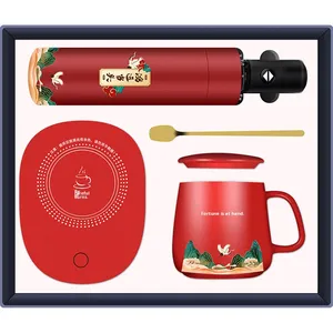Chinese Style Ceramic Business Gift Practical Warm Thermos Cup Set for Company Bank Anniversary Opening Event Souvenir