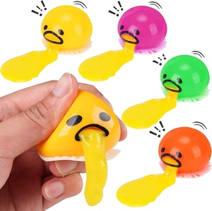 Divertido y lindo juguete antiestrés de TPR con forma de yema de huevo que vomita, para aliviar la presión y descompresión, juguete sensorial de plástico. - Product Image 1