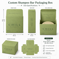 Pochettes personnalisées écologiques biodégradables robustes pour savon et shampoing en papier couché avec paillettes, estampage à chaud et gaufrage, logo personnalisé