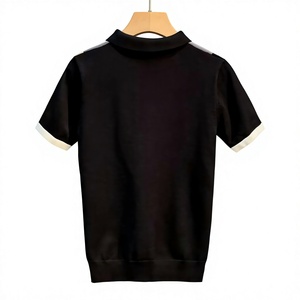 Polo à manches courtes rayé pour homme, design tissé décontracté bicolore, coupe classique - Product Image 6