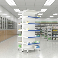 Étagère de rangement pour pharmacie, double face, fixe, huit niveaux, en acier robuste, pour l'affichage en magasin médical et en clinique