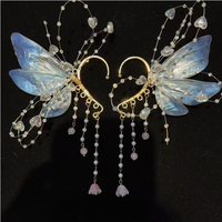 Accessoire de cheveux féerique avec pampilles et manchette d'oreille, boucles d'oreilles à franges style Hanfu chinois, ornement décoratif pour costume de cosplay, pour femme, idéal pour les fêtes