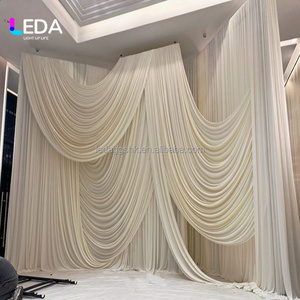 LEDA Custom Size Milk <b>Silk</b> Draped Stage Setup Semi-circular <b>Curtain</b> Wedding Decorations Wave-patterned Base for Wedding - Product Image 1