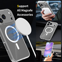 Coque de protection transparente pour iPhone 17 16 15 Pro Max avec chargement magnétique, protection d'objectif anti-rayures à pores fins