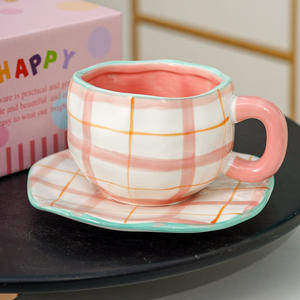 Diseño clásico Underglaze pintado a mano cielo azul nube blanca Taza de cerámica platillo conjunto para desayuno leche café o agua - Product Image 6