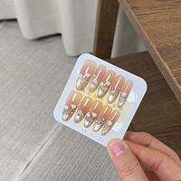 Ongles artificiels en plastique ABS faits à la main, à la mode, à couverture complète, à coller, pour doigts, avec motif floral, forme elliptique longue, 10 pièces/ensemble