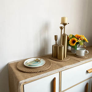 Vente en gros de sets de table tissés ronds personnalisés 100% <span class=keywords><strong>jute</strong></span> naturel, sets de table ronds antidérapants pour table à manger - Product Image 4