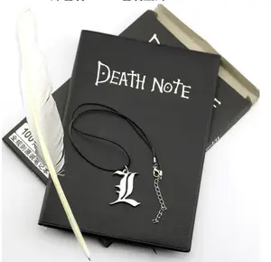 Cuaderno de notas de la muerte de Anime A5, conjunto de cuero, diario y collar, pluma de pluma, arte de animación, escritura, diario, Bloc de notas de muerte