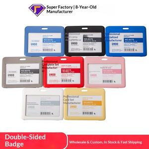 Porte-badge double transparent en cuir avec cordon et fonctions pour <span class=keywords><strong>permis</strong></span> de travail et carte d'identité - Product Image 3