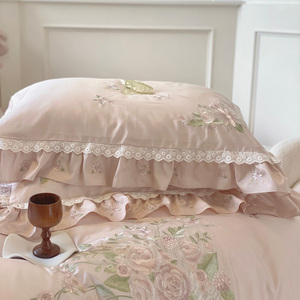 Copripiumino rosa ricamo rosa personalizzabile king size 100% cotone lenzuola per <span class=keywords><strong>adulti</strong></span> set biancheria da <span class=keywords><strong>letto</strong></span> fornitore - Product Image 6