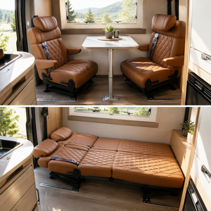 Sedili Pieghevoli per Van, Sedile Personalizzato in Pelle per Camper, Schienale e Braccioli Regolabili, Sedile Passeggero Modificato per MPV, RV, Motorhome, Camper - Product Image 6