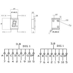 Affichage LED SMD à 7 segments ultra fin de 3 mm, petite taille, 0,2 pouce, à chiffre unique - Product Image 3