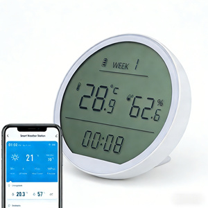 Estación Meteorológica Inteligente Multifuncional WiFi con App Tuya, Termómetro Digital Interior/Exterior, Higrómetro, Reloj Despertador, Hogar Inteligente Personalizable - Product Image 1