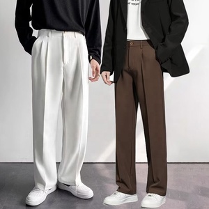 Pantalones <span class=keywords><strong>de</strong></span> Traje <span class=keywords><strong>de</strong></span> Pierna Ancha <span class=keywords><strong>para</strong></span> <span class=keywords><strong>Hombre</strong></span>, Blancos, Ajustados, Sin Arrugas, <span class=keywords><strong>para</strong></span> Negocios, Bodas, Estilo Coreano - Product Image 1