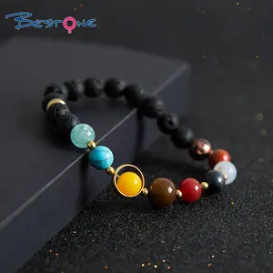 Pulseira Frisada De Bestone Pulseiras De Pedras Preciosas 7 Chakra Beads Pulseira Para As Mulheres