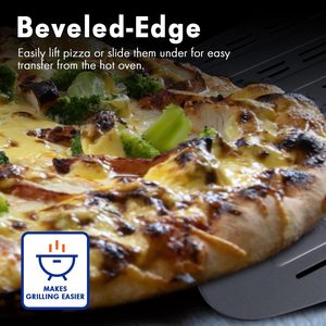 Pelle à <span class=keywords><strong>pizza</strong></span> professionnelle en aluminium de 12 pouces, surface perforée antiadhésive, longue poignée en plastique, qualité restaurant - Product Image 2