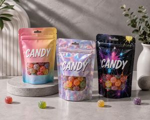 Sacs Mylar refermables personnalisés avec impression en gravure, hologramme, anti-odeur, recyclables, de qualité alimentaire, 3,5g, 7g, 14g - Product Image 1
