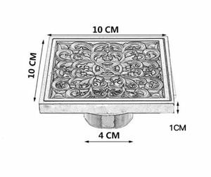 Brass Bathroom Floor Drain Square Shower <strong>Sink</strong> Drain <strong>Strainer</strong> <strong>with</strong> Removable Cover, Carved, Antique - Product Image 6