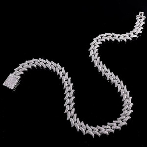 힙합 주얼리 쿠반 목걸이 아이스 아웃 모이사나이트 링크 체인 18k 금도금 실버 (남성용) - Product Image 4