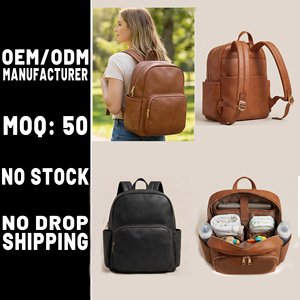 OEM工厂接受全品牌定制高级人造皮革尿布包背包妈妈婴儿包，适用于电商和零售品牌 - Product Image 1